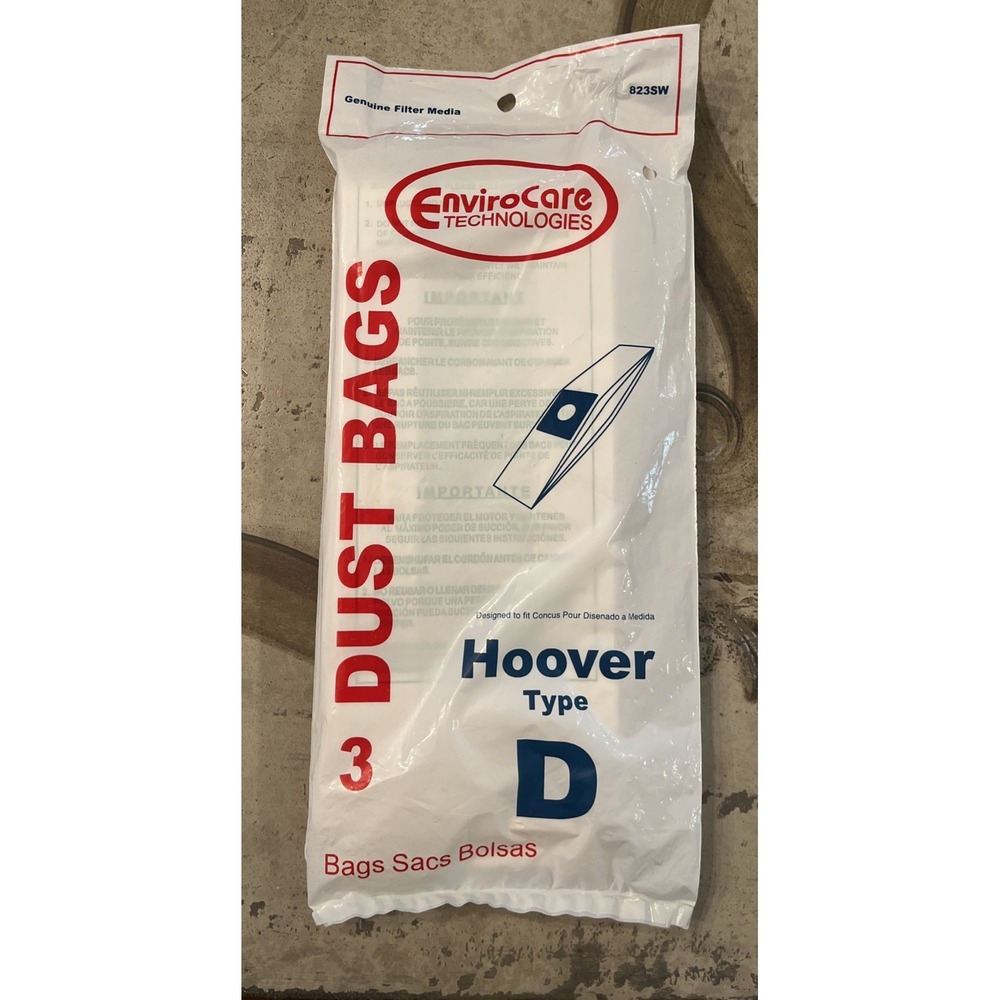 EnviroCare Technologies Hoover Type D Dust Bags 823SW New In Bag